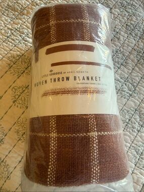 Little Korboose by April Nemeth Woven Throw Blanket in Brown/rust Plaid
